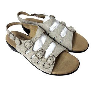 SAS Leather Slingback Summer Sandal Shoes Off White Light grey Women's 9 N